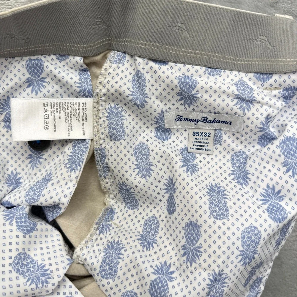 Tommy Bahama Pants Mens 35x32 Beige On Par Flat Front Chino Golf Casual Trouser - Picture 3 of 12